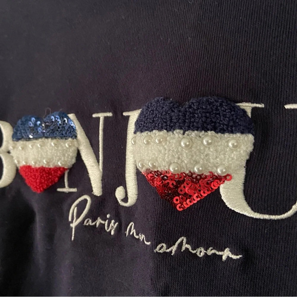 Quiet Luxury NEW Organic Cotton Sweater Bonjour Small Normcore French Girl Style - Picture 7 of 16